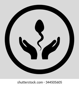 Sperm Care vector icon. Style is flat rounded symbol, black color, rounded angles, light gray background.