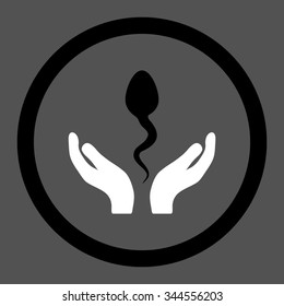 Sperm Care vector icon. Style is bicolor flat rounded symbol, black and white colors, rounded angles, gray background.