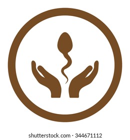 Sperm Care vector icon. Style is flat rounded symbol, brown color, rounded angles, white background.