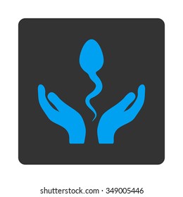 Sperm Care vector icon. Style is flat rounded square button, blue and gray colors, white background.