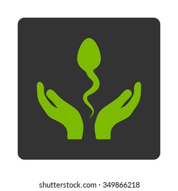 Sperm Care vector icon. Style is flat rounded square button, eco green and gray colors, white background.