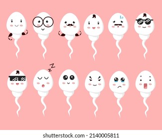 Sperm Cartoon Character. Vector Illustration.