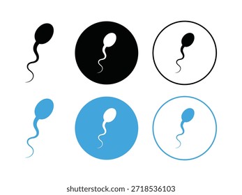 Conjunto de ícones de células espermáticas. reprodução símbolo de biologia do gameta masculino. ilustração vetorial