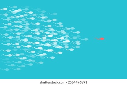 The sperm cell leader on blue background