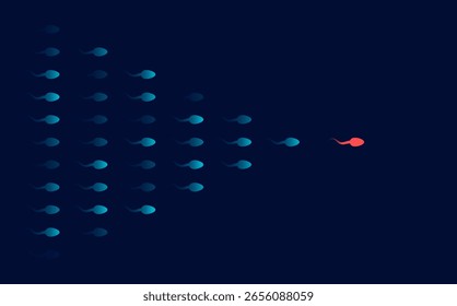 The sperm cell leader on blue background
