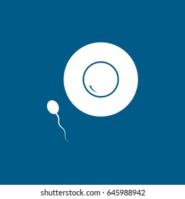 Sperm Cell And Ovule Flat Icon On Blue Background