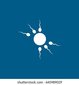 Sperm Cell And Ovule Flat Icon On Blue Background