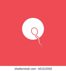 Sperm Cell And Ovule Flat Icon On Red Background