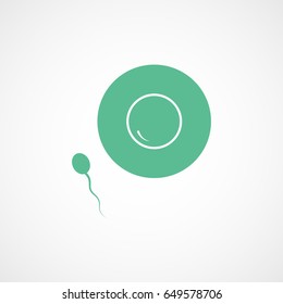 Sperm Cell And Ovule Green Flat Icon On White Background