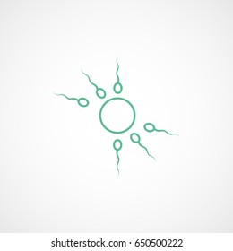 Sperm Cell And Ovule Green Line Icon On White Background