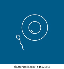 Sperm Cell And Ovule Line Icon On Blue Background