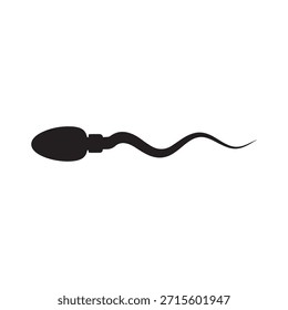 Ilustración plana del Vector de la silueta de la célula de esperma en el fondo blanco