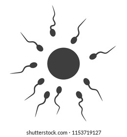 Sperm cells surrounding ovum egg