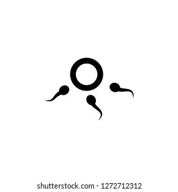 Sperm cells surrounding ovum egg. Vector icon