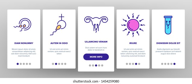 Sperm Cells Vector Onboarding Mobile App Page Screen. Sperm, Spermatozoa, Male Semen Laboratory Analysis Linear . Reproduction, Insemination, Fertilization, Pregnancy Prevention Illustrations