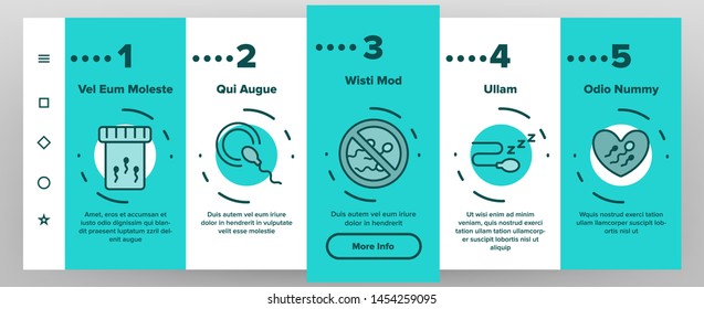 Sperm Cells Vector Onboarding Mobile App Page Screen. Sperm, Spermatozoa, Male Semen Laboratory Analysis Linear . Reproduction, Insemination, Fertilization, Pregnancy Prevention Illustrations
