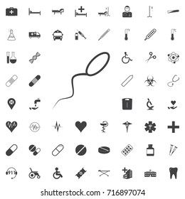 Sperm. concept for design. black icon on the white background medicine, medical set Flat vector illustration.