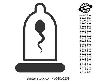 Sperm In Condom icon with black bonus job design elements. Sperm In Condom vector illustration style is a flat gray iconic symbol for web design, app user interfaces.