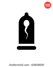 Sperm in a condom Icon Flat Style Isolated Vector Illustration