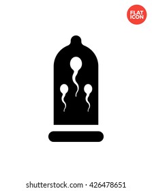 Sperm in a condom Icon Flat Style Isolated Vector Illustration