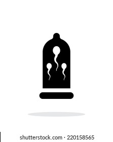 Sperm in Condom icon on white background. Vector illustration.