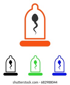 Sperm In Condom vector icon. Illustration style is a flat iconic colored symbol with different color versions.