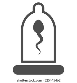 Sperm In Condom vector icon. Style is flat symbol, gray color, rounded angles, white background.