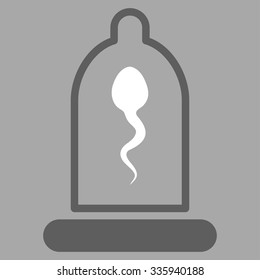 Sperm In Condom vector icon. Style is bicolor flat symbol, dark gray and white colors, rounded angles, silver background.