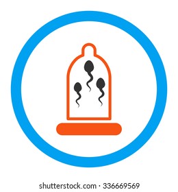 Sperm In Condom vector icon. Style is flat rounded symbol, bright colors, rounded angles, white background.