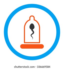 Sperm In Condom vector icon. Style is flat rounded symbol, bright colors, rounded angles, white background.