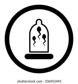 Sperm In Condom vector icon. Style is flat rounded symbol, black color, rounded angles, white background.