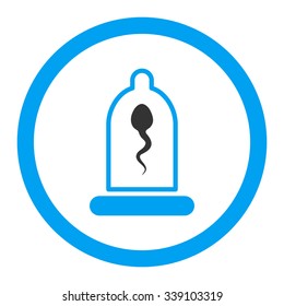 Sperm In Condom vector icon. Style is bicolor flat rounded symbol, blue and gray colors, rounded angles, white background.