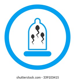 Sperm In Condom vector icon. Style is bicolor flat rounded symbol, blue and gray colors, rounded angles, white background.
