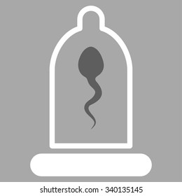 Sperm In Condom vector icon. Style is bicolor flat symbol, dark gray and white colors, rounded angles, silver background.