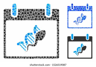 Sperm DNA replication calendar day composition for sperm DNA replication calendar day icon of circle elements in various sizes and color tones. Vector circle elements are grouped into blue mosaic.
