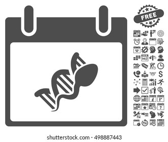 Sperm DNA Replication Calendar Day icon with bonus calendar and time management pictures. Vector illustration style is flat iconic symbols, gray, white background.