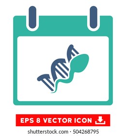Sperm DNA Replication Calendar Day icon. Vector EPS illustration style is flat iconic bicolor symbol, cobalt and cyan colors.