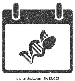 Sperm DNA Replication Calendar Day grainy textured icon for overlay watermark stamps. Flat symbol with scratched texture.