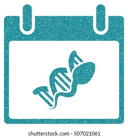 Sperm DNA Replication Calendar Day grainy textured icon for overlay watermark stamps. Flat symbol with unclean texture.