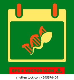 Sperm DNA Replication Calendar Day icon. Vector EPS illustration style is flat iconic bicolor symbol, orange and yellow colors.