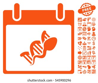 Sperm DNA Replication Calendar Day icon with bonus calendar and time management pictograph collection. Vector illustration style is flat iconic symbols, orange, white background.