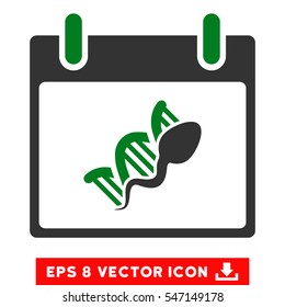 Sperm DNA Replication Calendar Day icon. Vector EPS illustration style is flat iconic bicolor symbol, green and gray colors.
