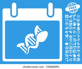 Sperm DNA Replication Calendar Day pictograph with bonus calendar and time management graphic icons. Vector illustration style is flat iconic symbols, white, blue background.