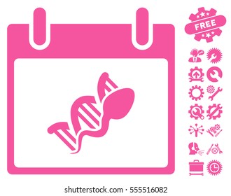Sperm DNA Replication Calendar Day pictograph with bonus tools pictograph collection. Vector illustration style is flat iconic symbols, pink, white background.