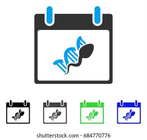 Sperm DNA Replication Calendar Day flat vector illustration. Colored sperm DNA replication calendar day gray, black, blue, green icon variants. Flat icon style for web design.