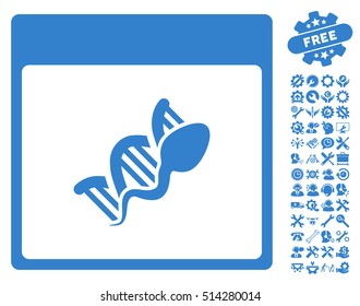 Sperm DNA Replication Calendar Page icon with bonus service pictograms. Vector illustration style is flat iconic symbols, cobalt, white background.
