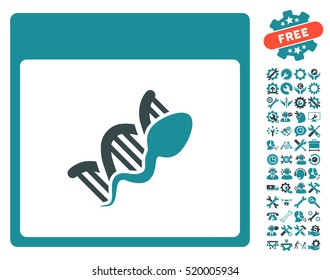 Sperm DNA Replication Calendar Page pictograph with bonus options pictures. Vector illustration style is flat iconic symbols, soft blue, white background.