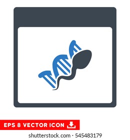 Sperm DNA Replication Calendar Page icon. Vector EPS illustration style is flat iconic bicolor symbol, smooth blue colors.