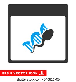 Sperm DNA Replication Calendar Page icon. Vector EPS illustration style is flat iconic bicolor symbol, blue and gray colors.