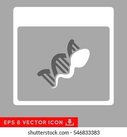 Sperm DNA Replication Calendar Page icon. Vector EPS illustration style is flat iconic bicolor symbol, dark gray and white colors.